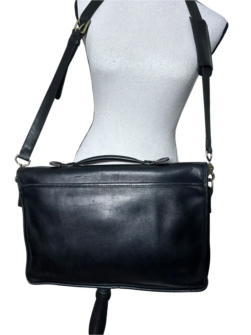 Vintage 1997 Coach 5285 Black Leather Messenger Briefcase Laptop Bag USA
